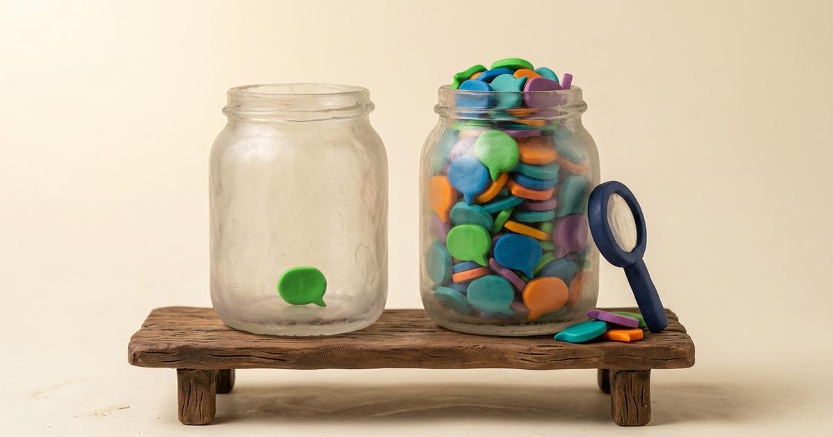 A claymation storefront with four speech-bubble characters walking to the door, an open clay ledger recording each of them, and a small clay camera that has caught only the first