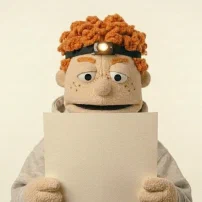 Carl in a headlamp, reading a page close up
