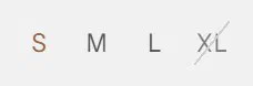 Agnona size selector photographed on its product page, 4 values as a radio list with text labels