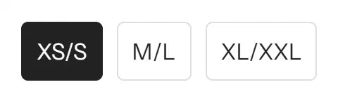 Ahluwalia size selector photographed on its product page, 3 values as a radio list with text labels