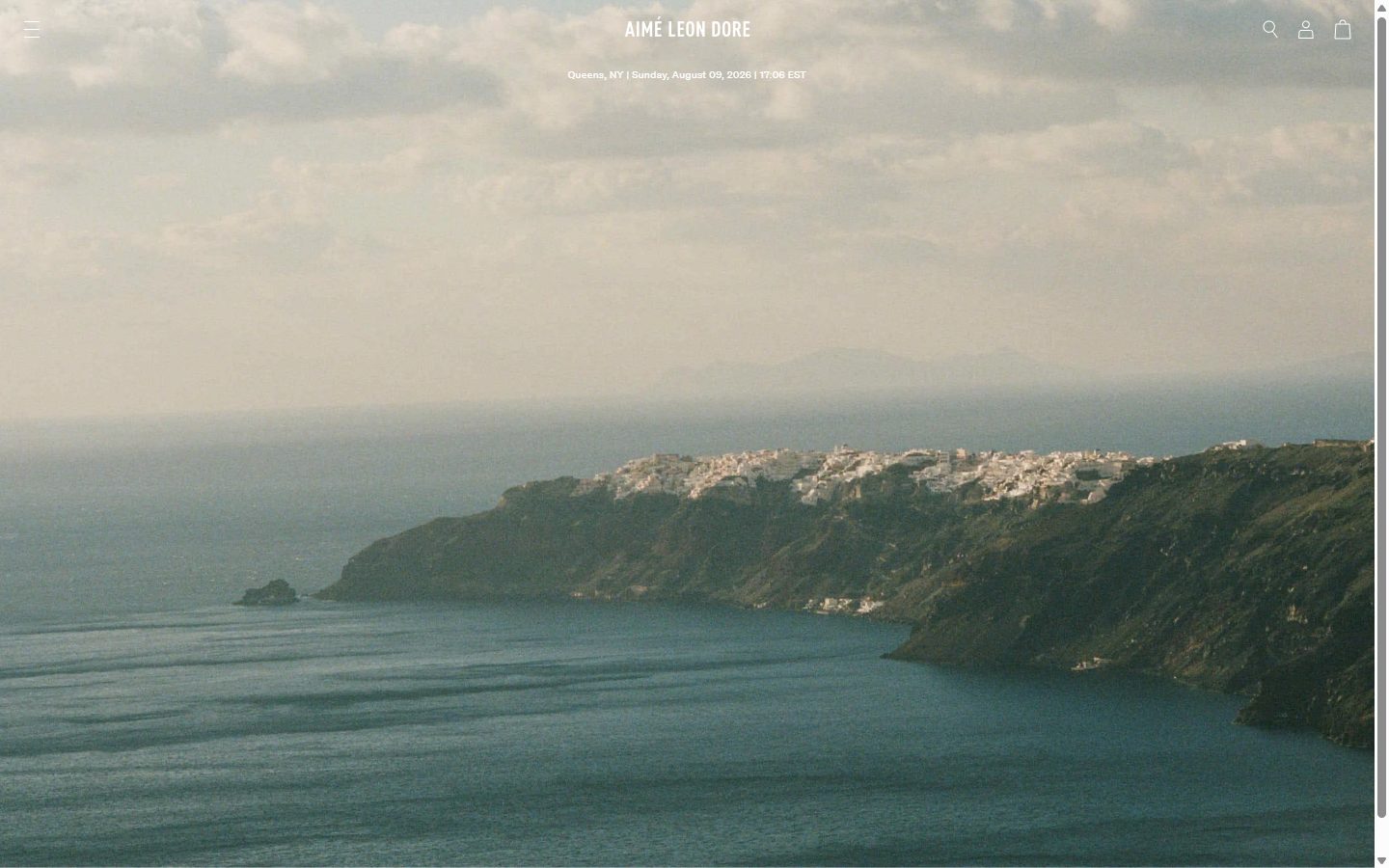 Aime Leon Dore homepage on desktop, not disclosed luxury fashion storefront captured at 1440 x 900