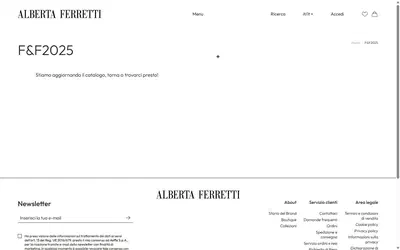 Alberta Ferretti collection: f&f2025 on desktop, Shopify luxury fashion storefront captured at 1440 x 900