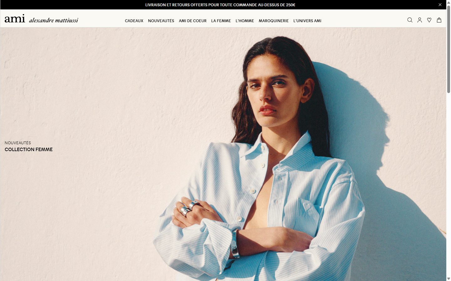 Ami Paris homepage on desktop, not disclosed luxury fashion storefront captured at 1440 x 900