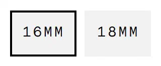 Analog Shift size selector photographed on its product page, 2 values as a radio list with text labels