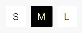Antonio Marras size selector photographed on its product page, 3 values as a buttons