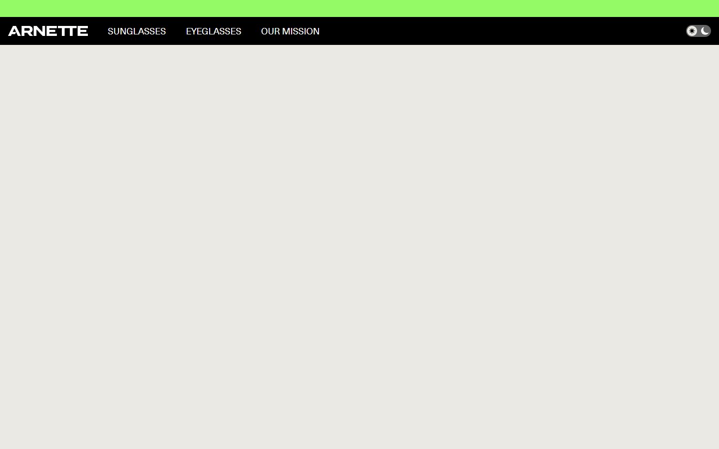 Arnette product page on desktop, Shopify luxury eyewear storefront captured at 1440 x 900