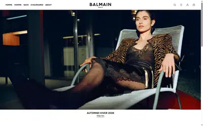 Balmain collection: collection on desktop, Shopify luxury fashion storefront captured at 1440 x 900