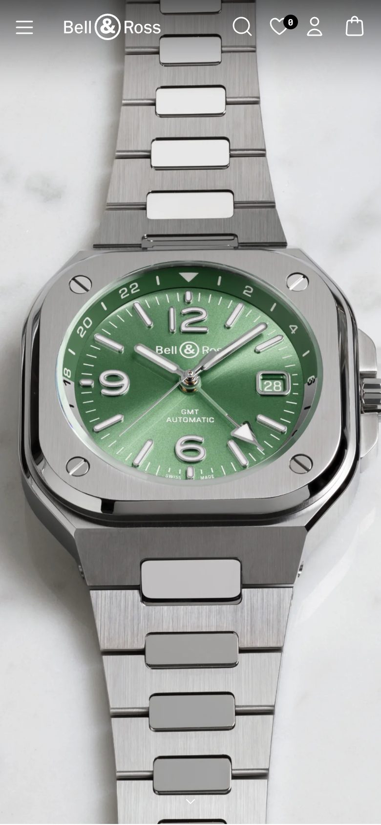 Bell & Ross homepage on mobile, not disclosed luxury watches storefront captured at 390 x 844