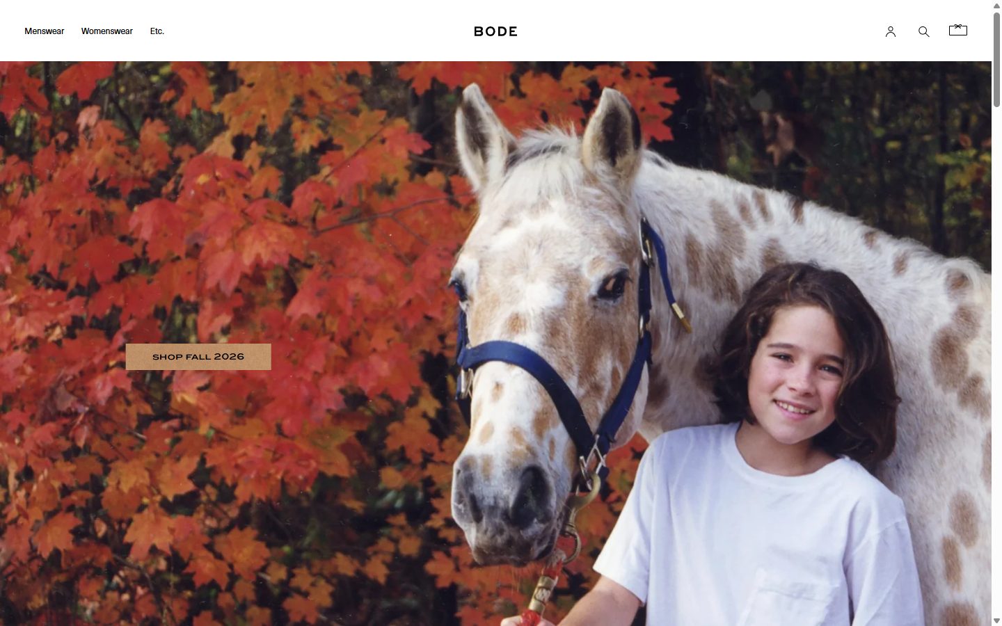 Bode homepage on desktop, not disclosed luxury fashion storefront captured at 1440 x 900