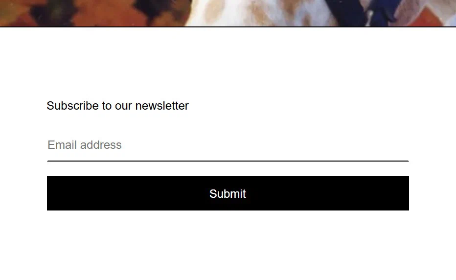 Bode email sign up popup, lower centre