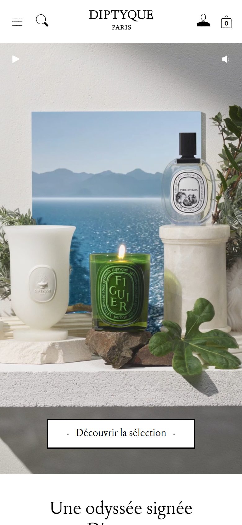 Diptyque homepage on mobile, not disclosed luxury beauty storefront captured at 390 x 844