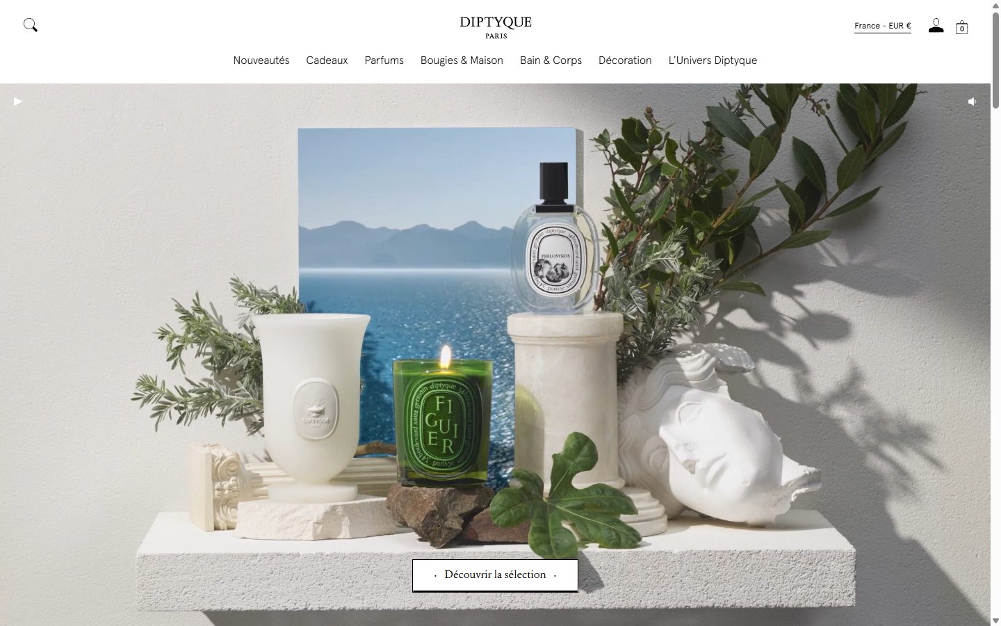Diptyque homepage on desktop, not disclosed luxury beauty storefront captured at 1440 x 900