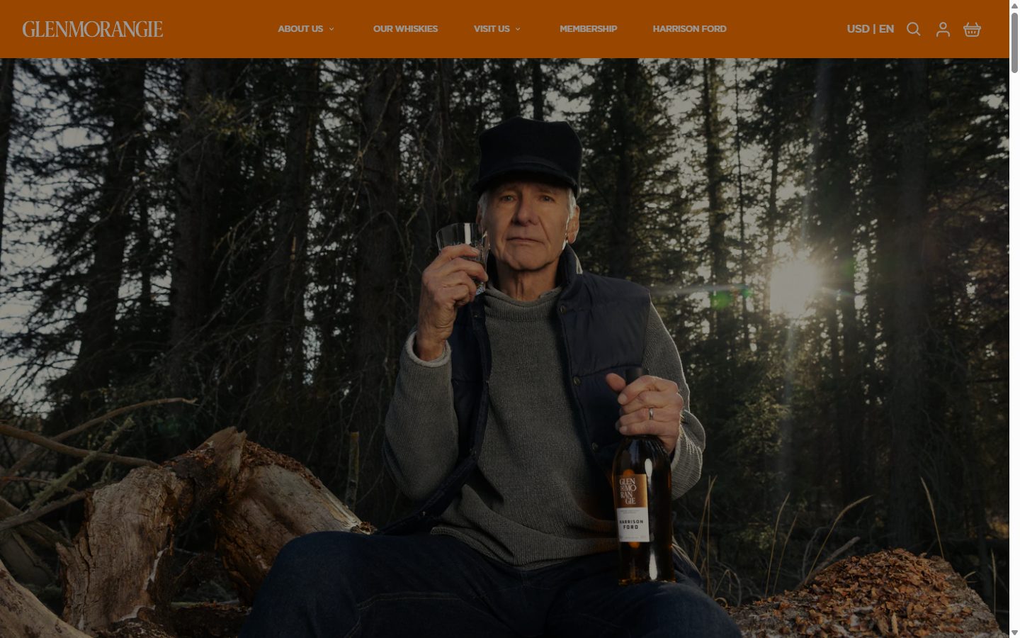 Glenmorangie homepage on desktop, not disclosed luxury drinks storefront captured at 1440 x 900