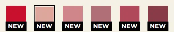 Hourglass color selector photographed on its product page, 6 square swatches