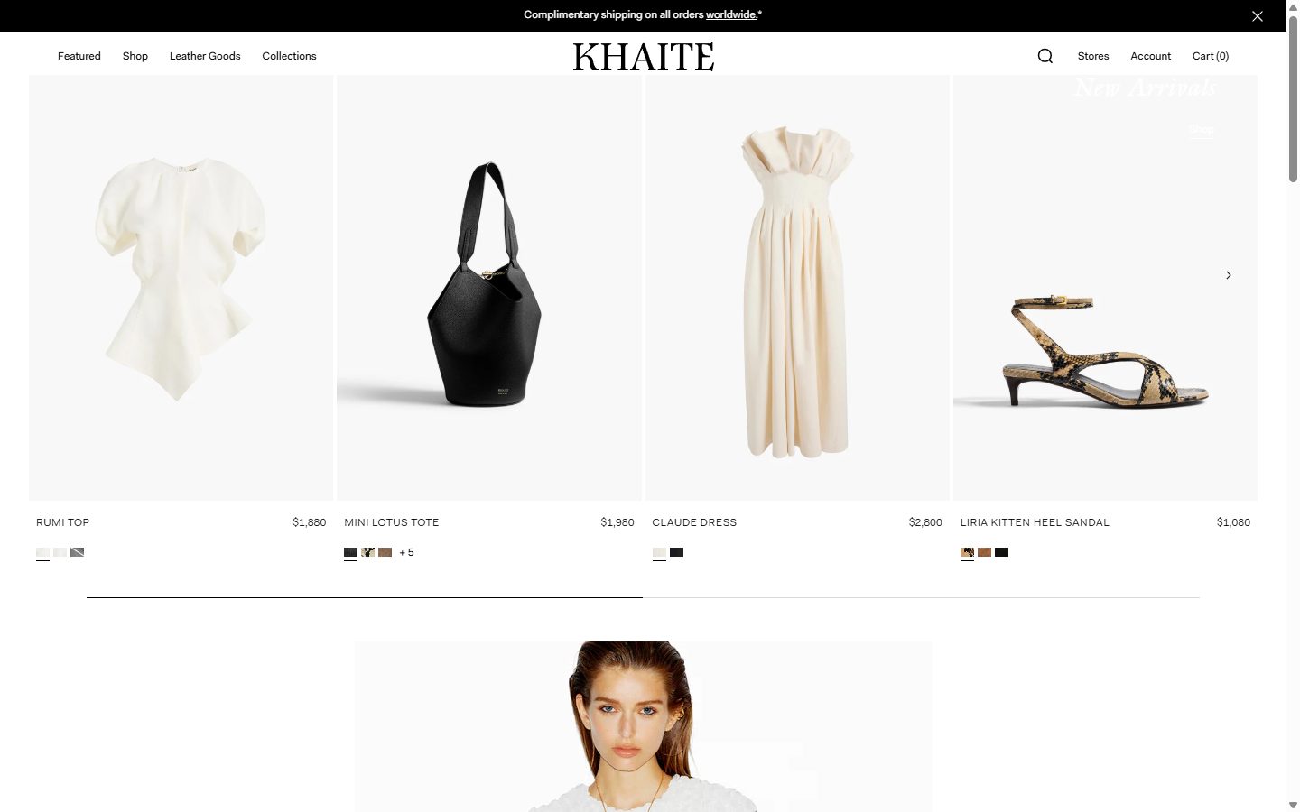Khaite homepage on desktop, not disclosed luxury fashion storefront captured at 1440 x 900