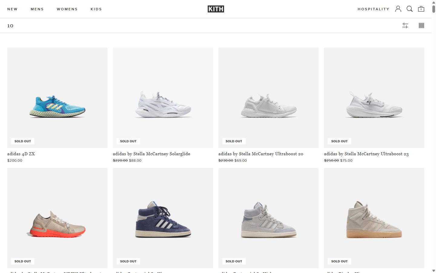 Kith collection: 10 on desktop, not disclosed luxury fashion storefront captured at 1440 x 900