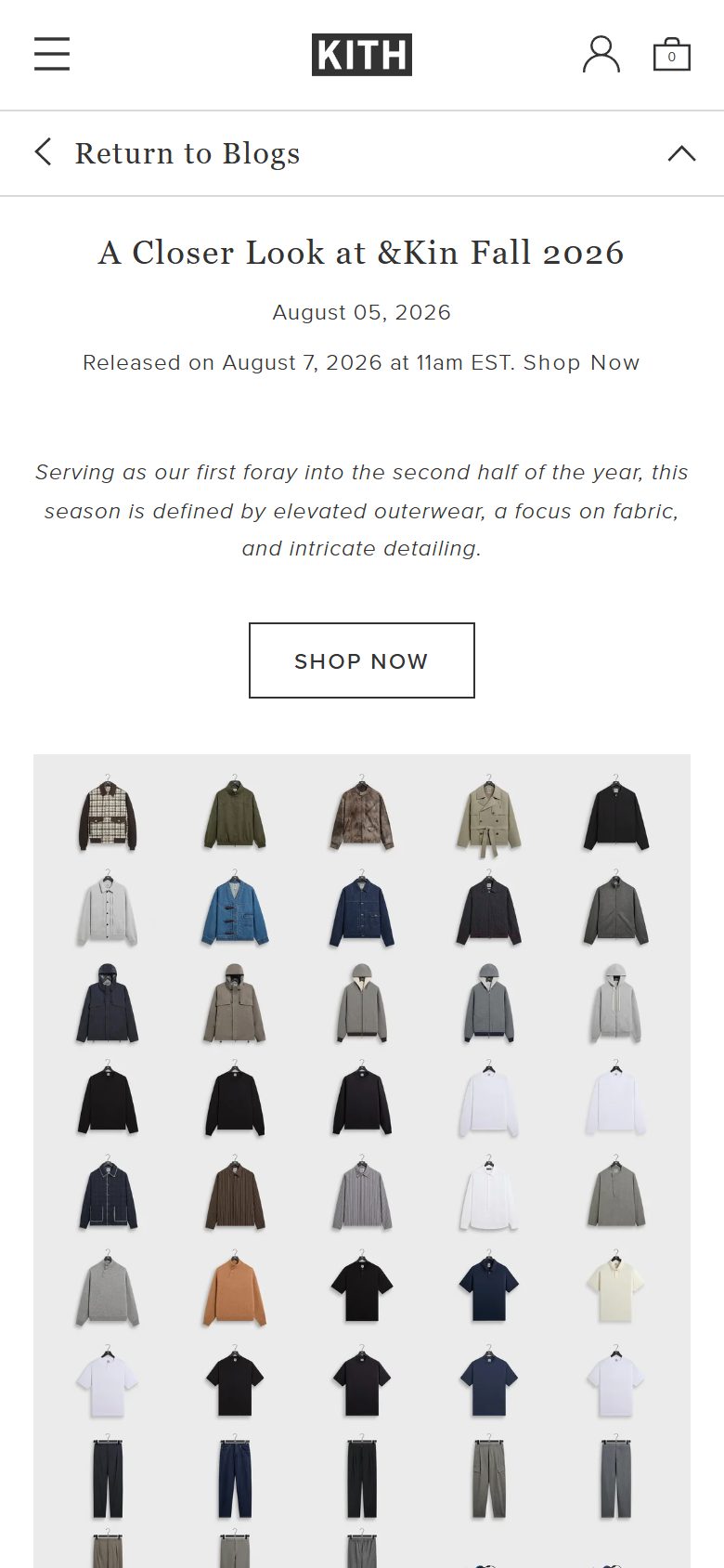 Kith homepage on mobile, not disclosed luxury fashion storefront captured at 390 x 844