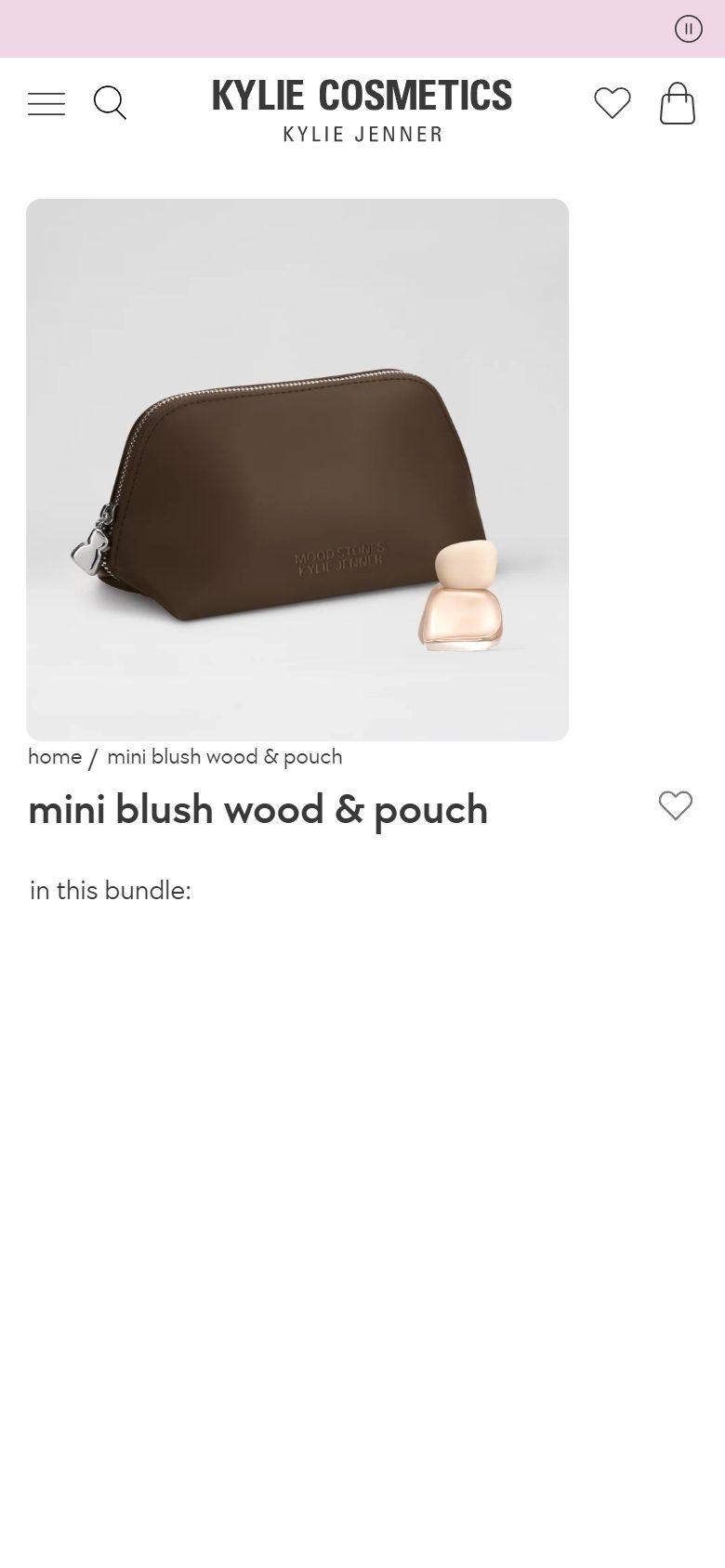 Kylie Cosmetics product page on mobile, Shopify luxury beauty storefront captured at 390 x 844