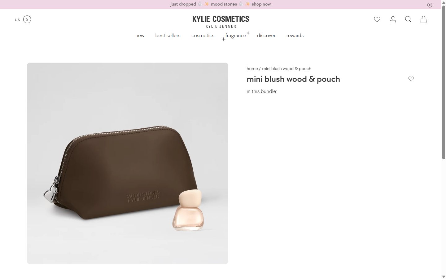Kylie Cosmetics product page on desktop, Shopify luxury beauty storefront captured at 1440 x 900