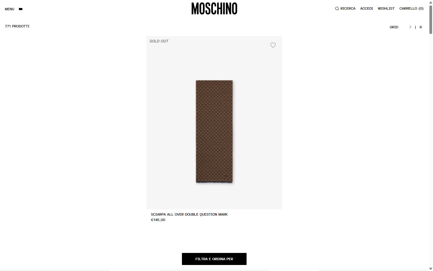Moschino collection: black friday on desktop, Shopify luxury fashion storefront captured at 1440 x 900
