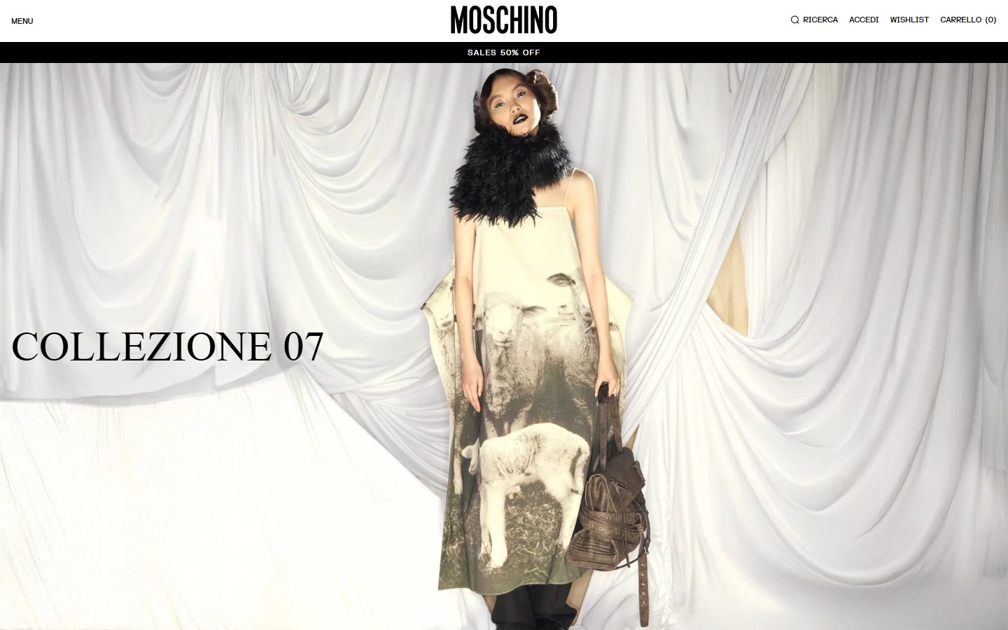 Moschino homepage on desktop, Shopify luxury fashion storefront captured at 1440 x 900
