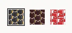 Moynat color selector photographed on its product page, 3 square swatches