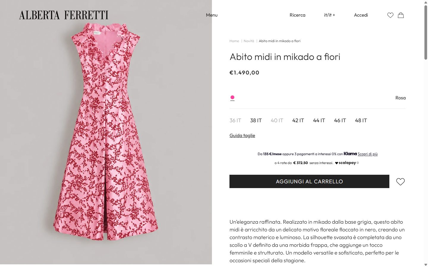 Philosophy di Lorenzo Serafini product page on desktop, Shopify luxury fashion storefront captured at 1440 x 900