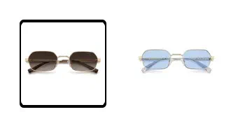 Polaroid Eyewear color selector photographed on its product page, 2 rounded square swatches