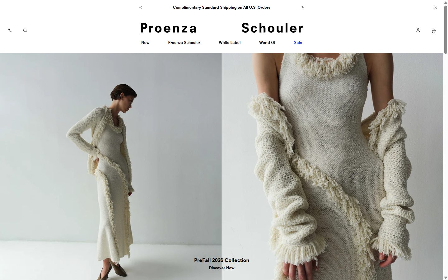 Proenza Schouler homepage on desktop, not disclosed luxury fashion storefront captured at 1440 x 900