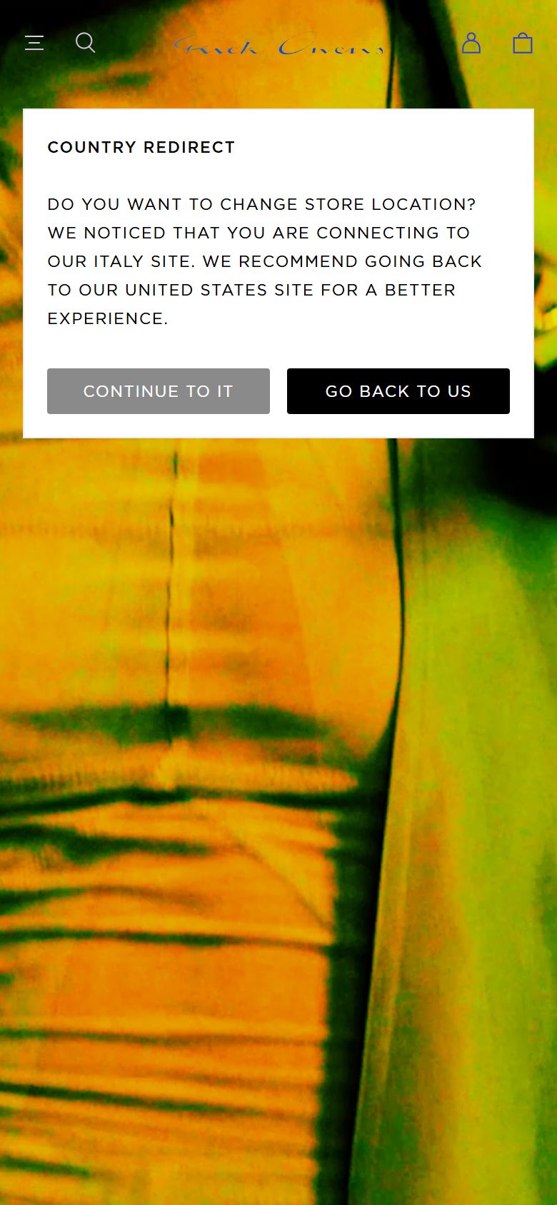 Rick Owens homepage on mobile, not disclosed luxury fashion storefront captured at 390 x 844