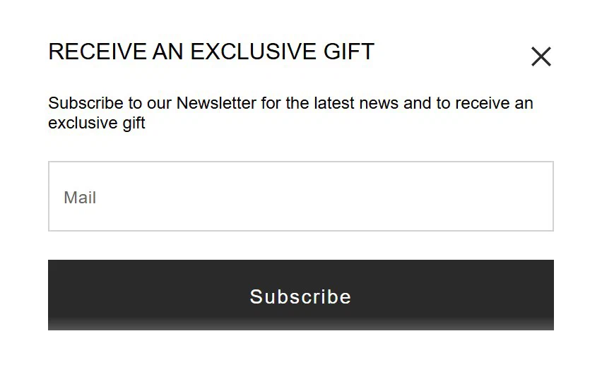 Serapian email sign up popup, lower right, offering a gift