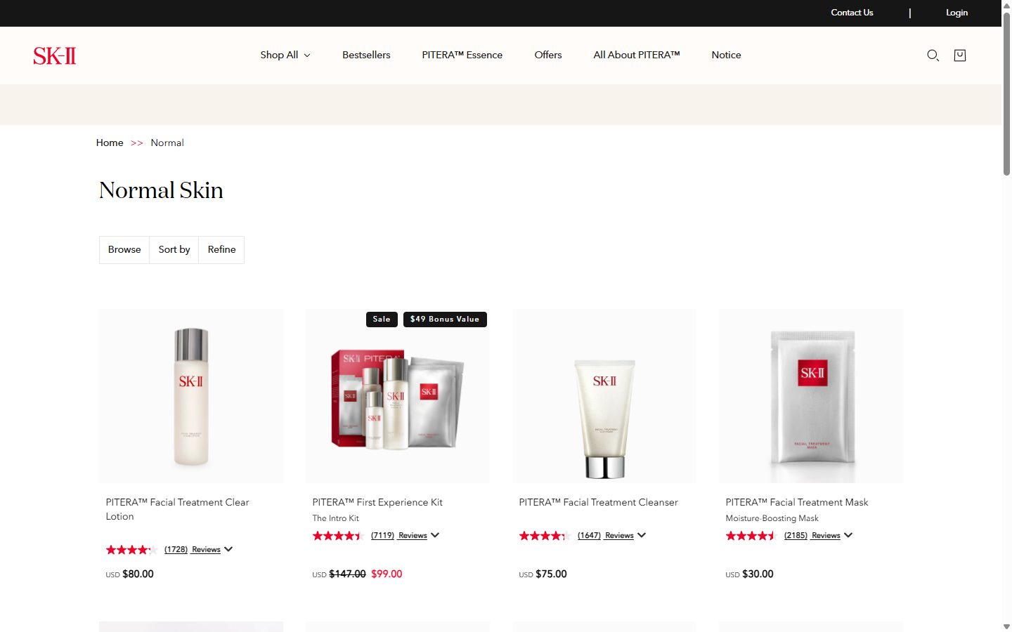 SK-II collection: normal on desktop, Shopify luxury beauty storefront captured at 1440 x 900