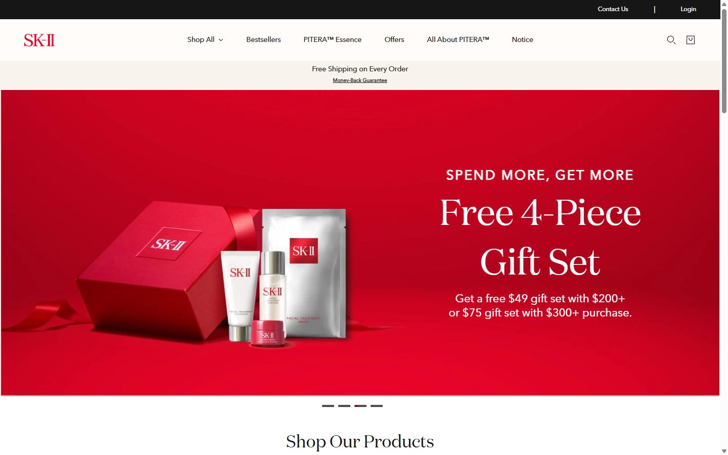 SK-II homepage on desktop, Shopify luxury beauty storefront captured at 1440 x 900