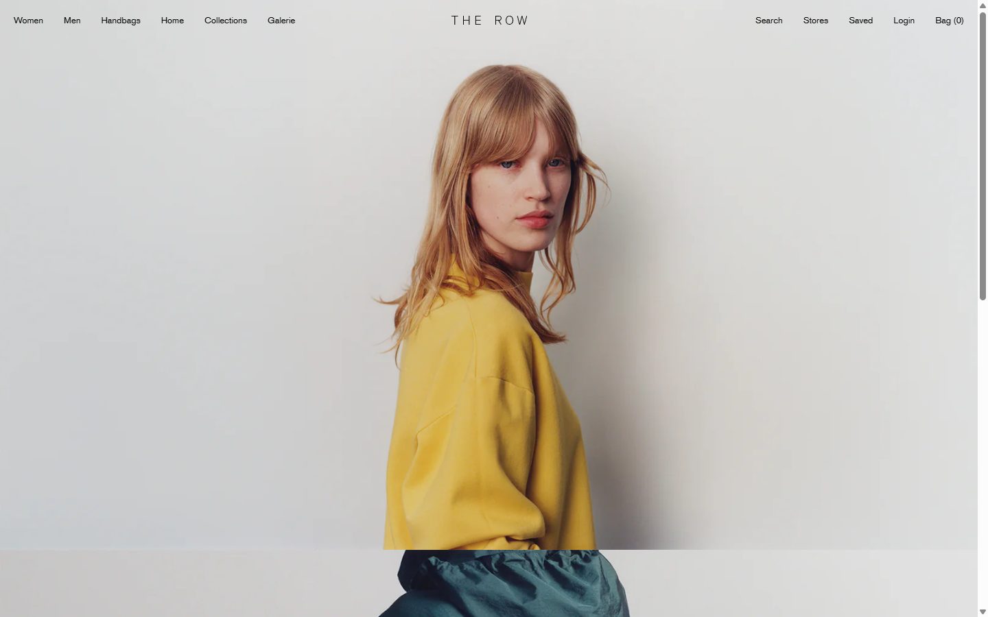 The Row homepage on desktop, not disclosed luxury fashion storefront captured at 1440 x 900