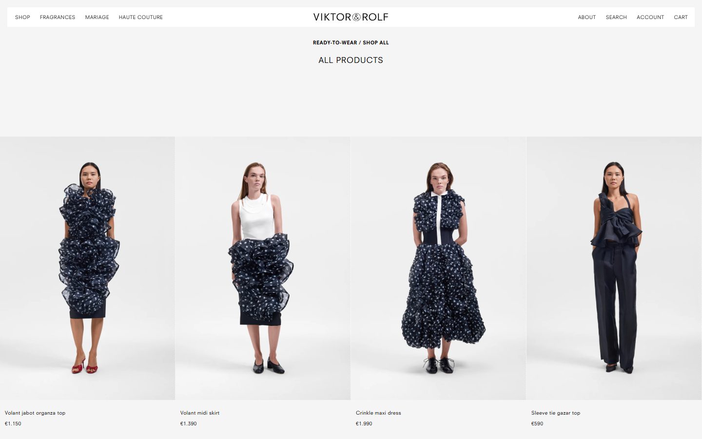 Viktor&Rolf Fragrance collection: all products on desktop, Shopify luxury beauty storefront captured at 1440 x 900