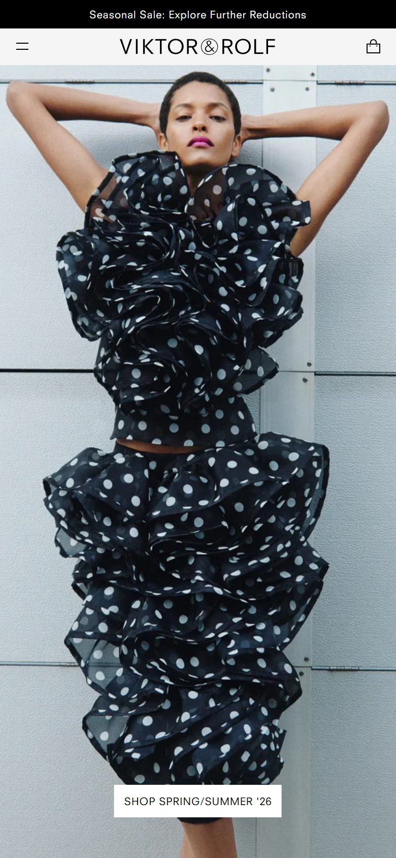 Viktor&Rolf Fragrance homepage on mobile, Shopify luxury beauty storefront captured at 390 x 844