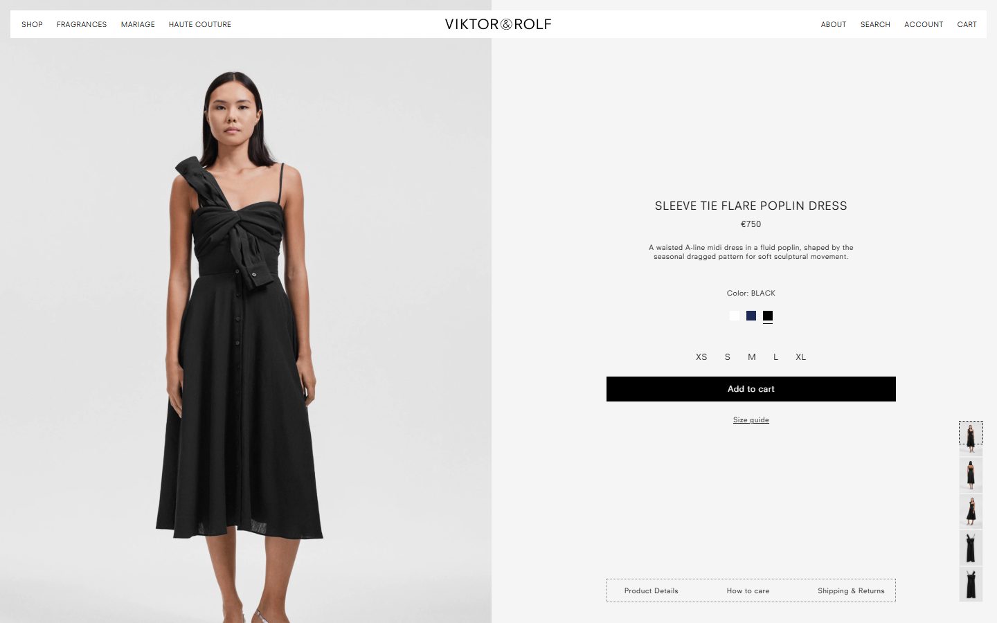 Viktor&Rolf Fragrance product page on desktop, Shopify luxury beauty storefront captured at 1440 x 900