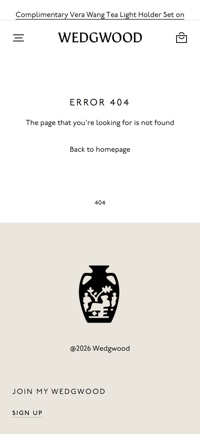 Wedgwood product page on mobile, Shopify luxury home and design storefront captured at 390 x 844