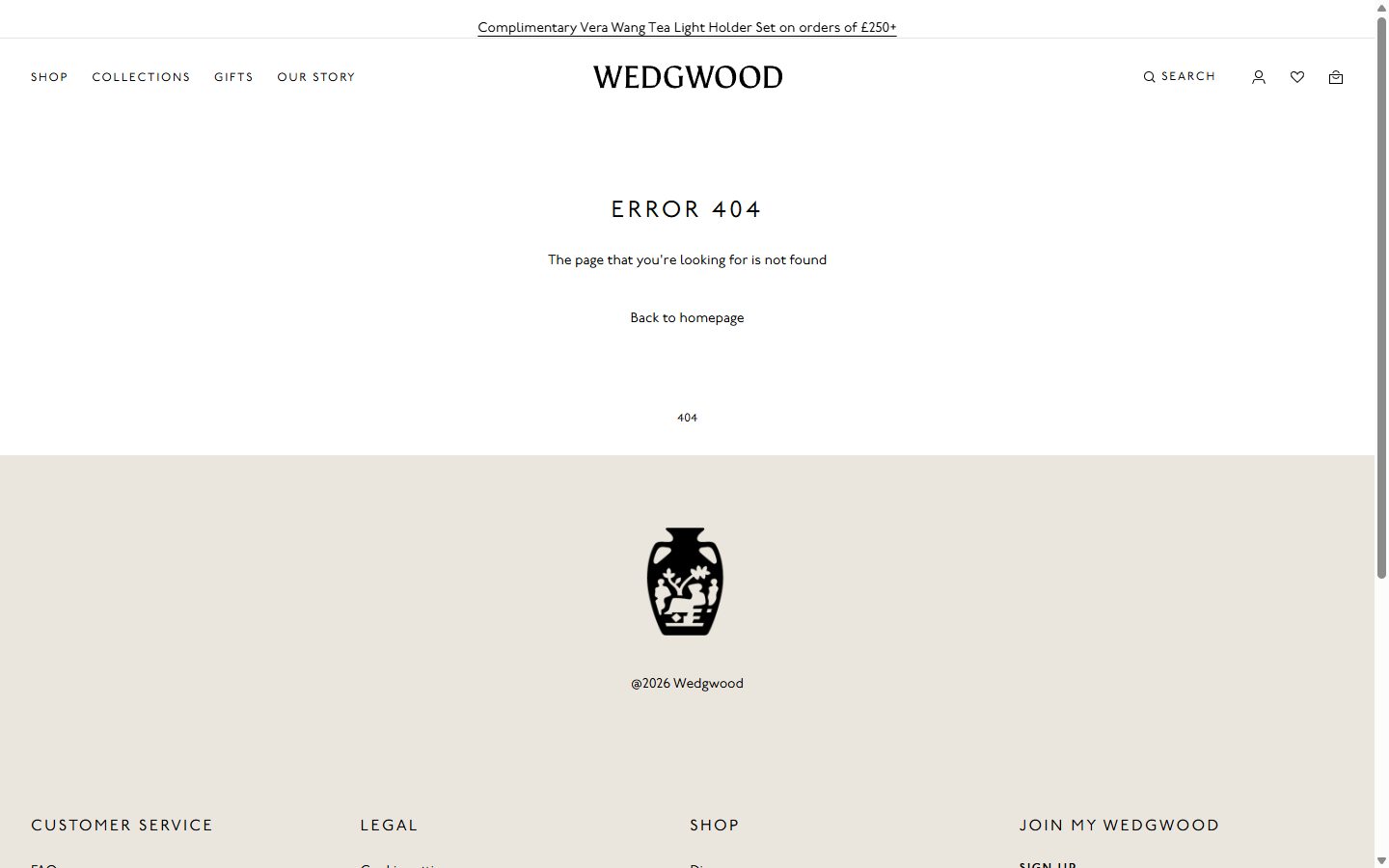 Wedgwood product page on desktop, Shopify luxury home and design storefront captured at 1440 x 900